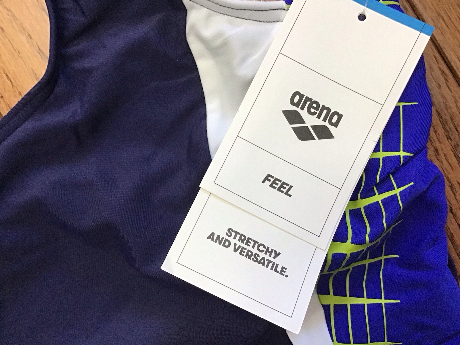 New Arena Size 16W-18W Womens Swimsuit 3Fold, V- Back, Navy Neon Blue (C41-10)