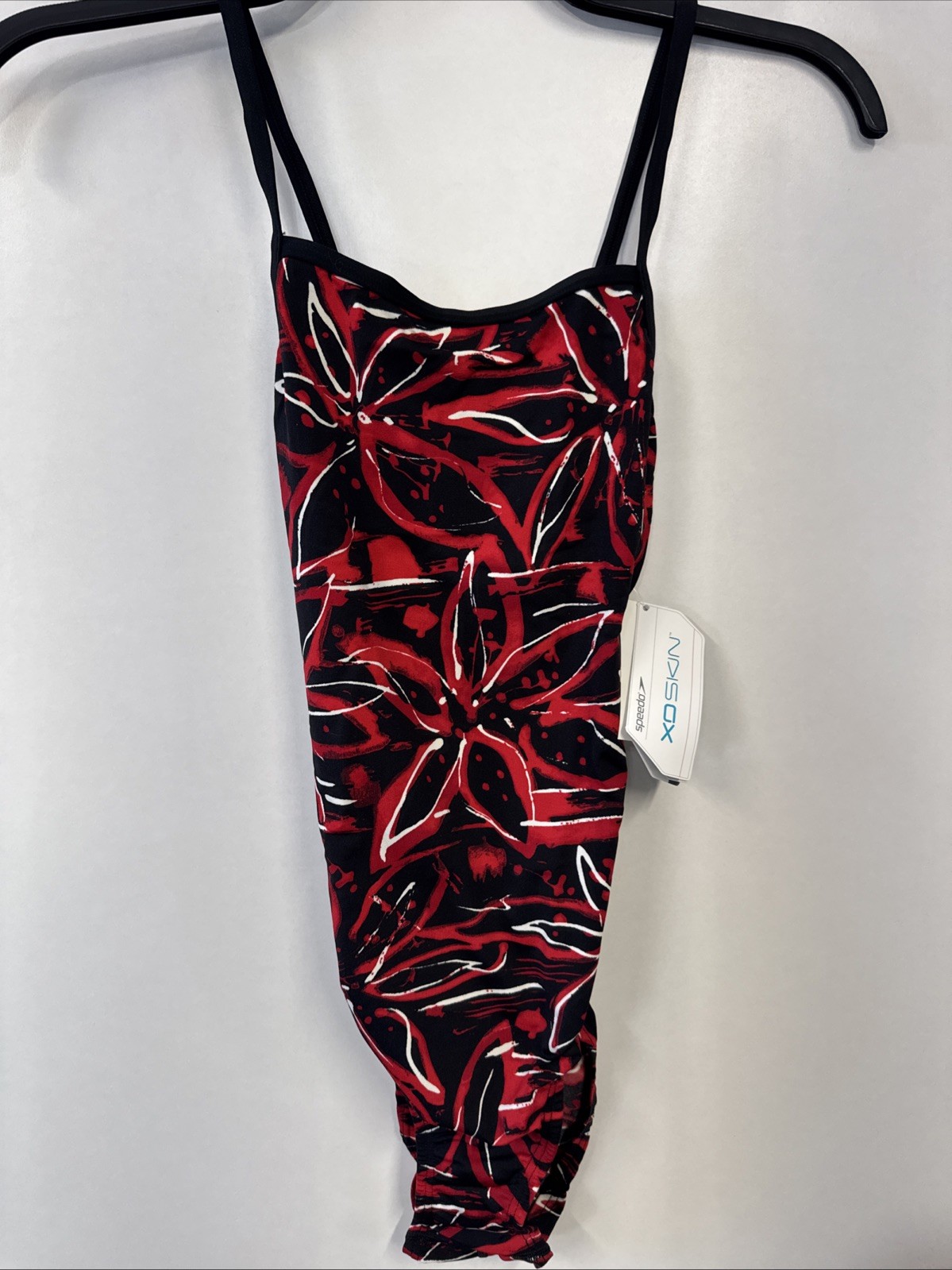 Speedo XD Skin Womens Endurance Swimsuit One Piece Strap Back 10/36 Red Flowers