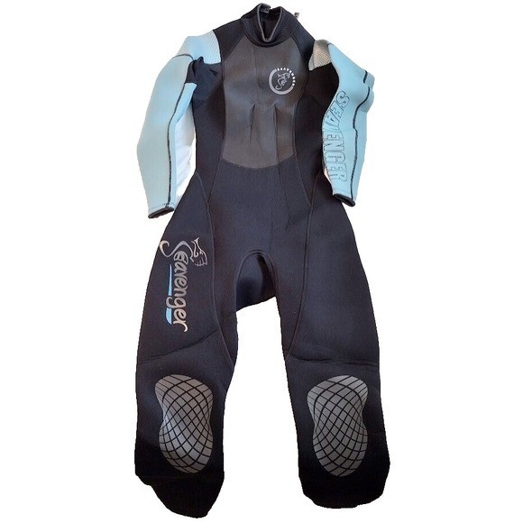 Seavenger Womens Full Body Wetsuit Size 3 Blue Black Neoprene Diving Snorkeling