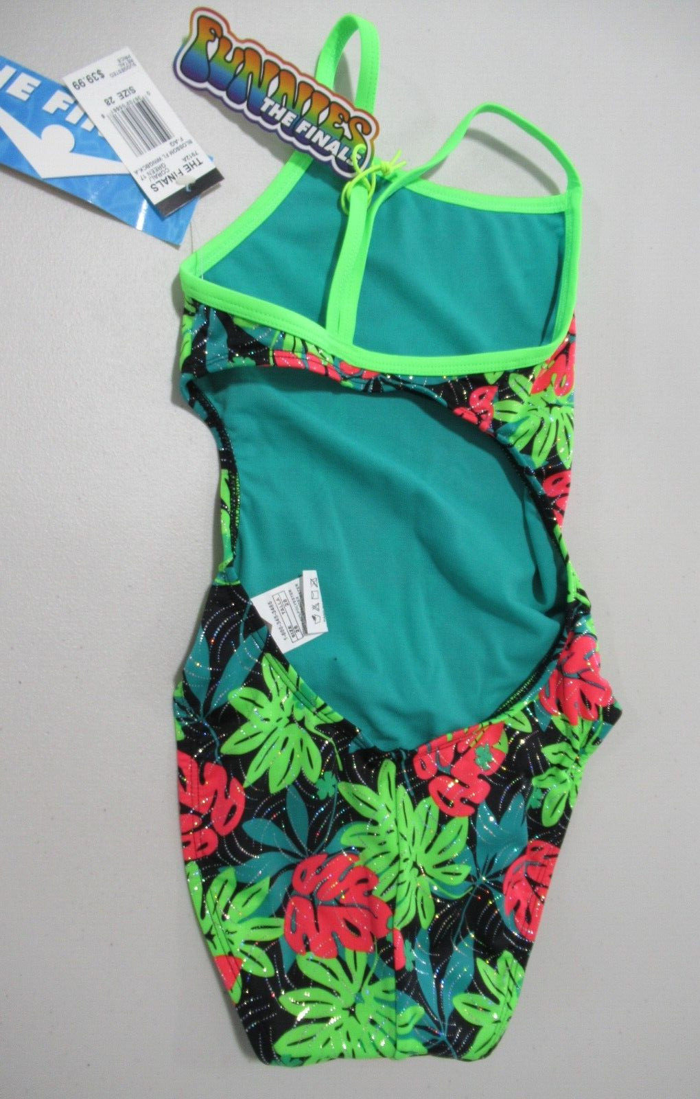 TYR The Finals Blossom Coral/Green Wingback Size 28 *NWT* Go Tropical!