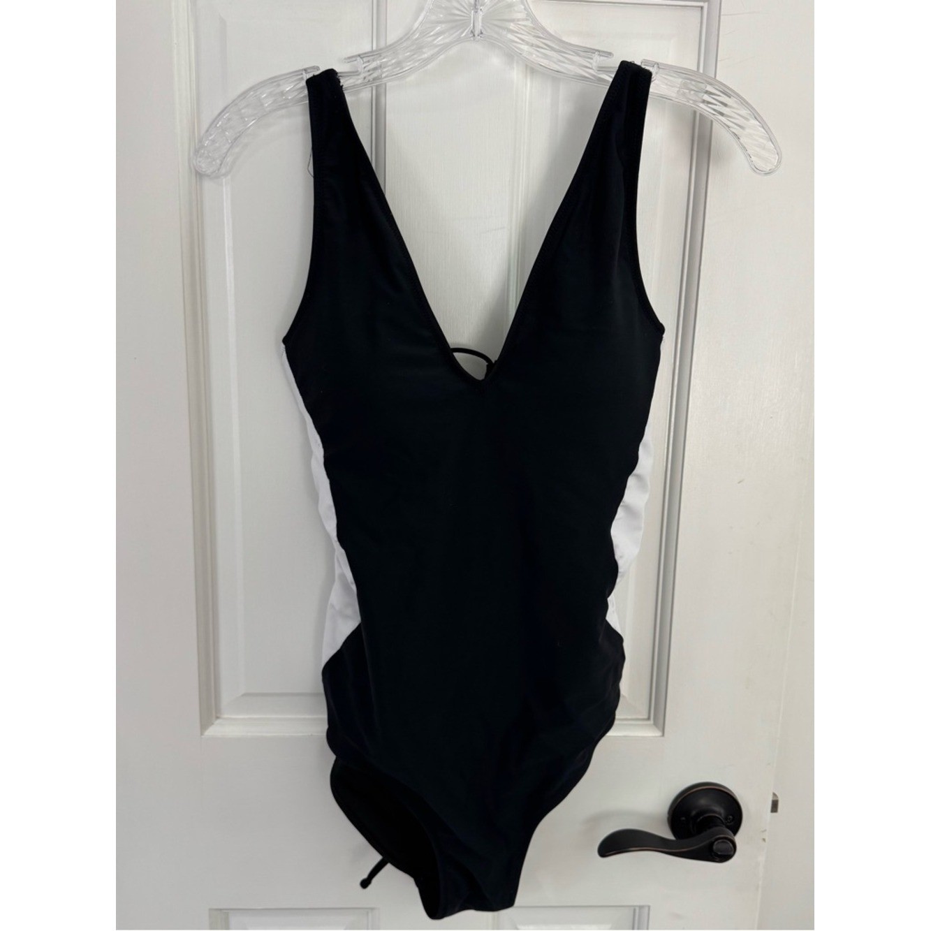 BMJL Viral TikTok Swimsuit Black White Slimming Lace Up M