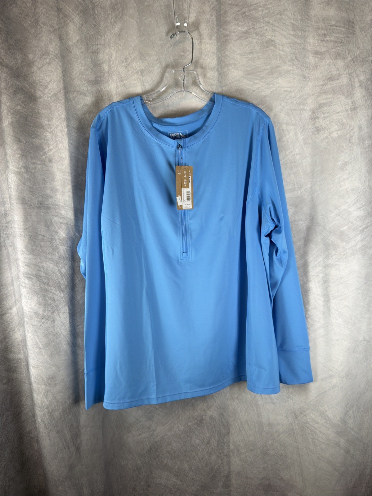 Eddie Bauer Long Sleeve Amphib Rashguard 1/4 Zip Top Sz 3X Light Blue
