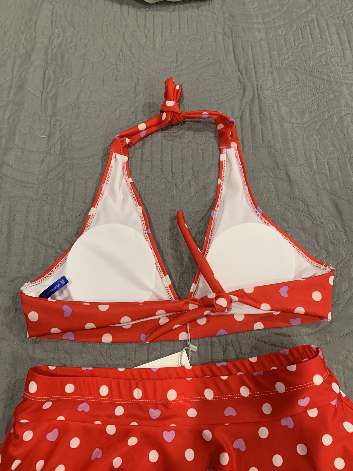 Women Buzz Swimwear 2/pc Red Color Bikini Set With Panties Attached Under SZ/M