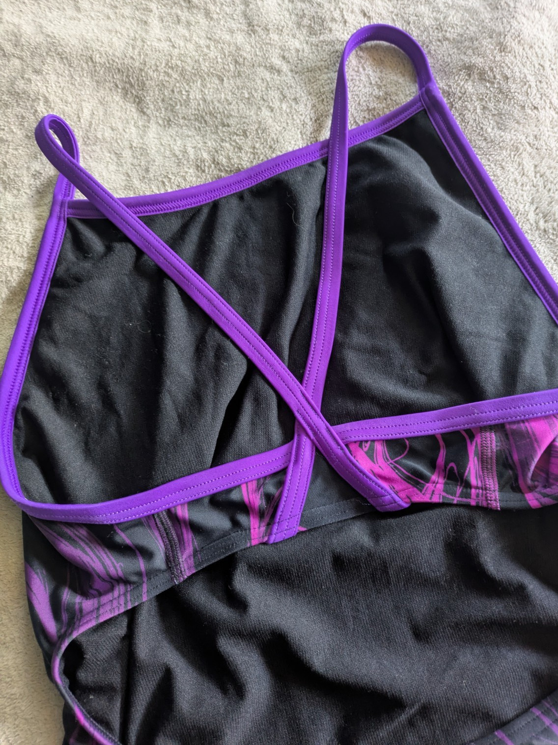 SPORTI One Piece Swimsuit Womens Size 40 Black Purple Swim Suit
