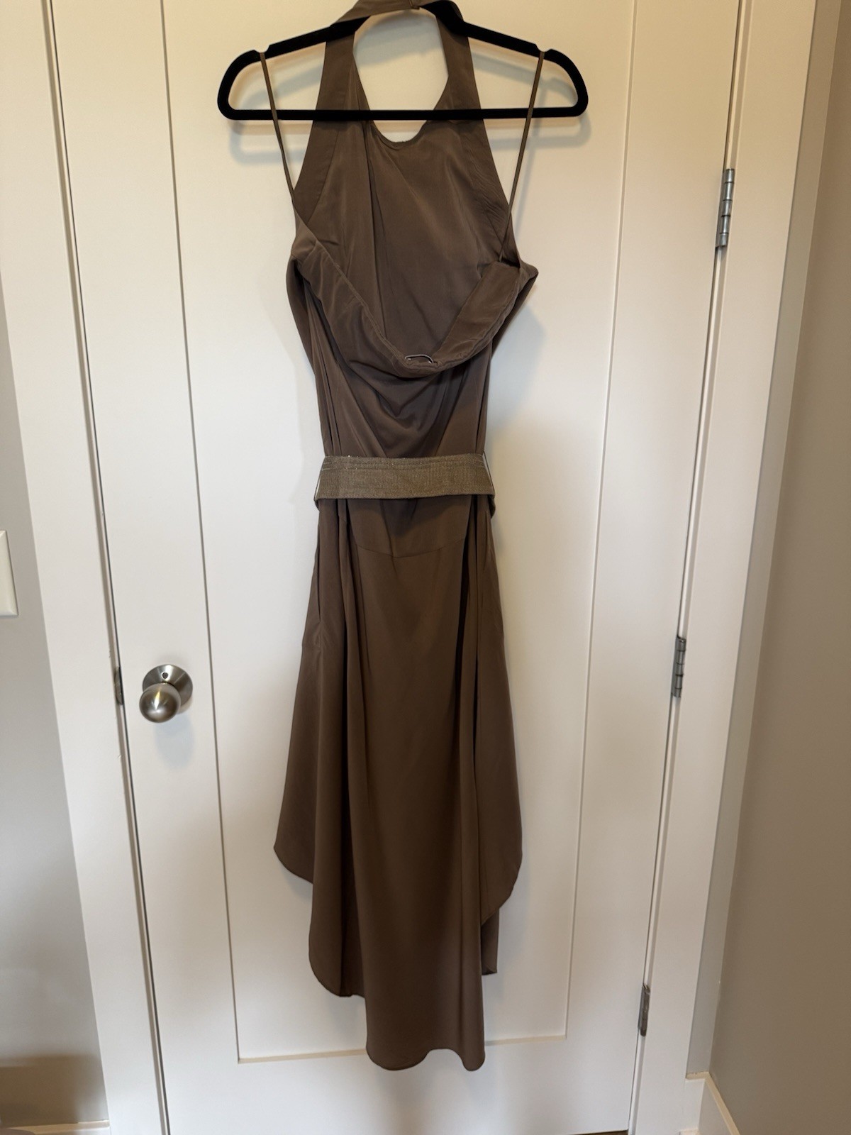 EUC Brunello Cucinelli Belted High Low Dress brown SZ S $2,452.00