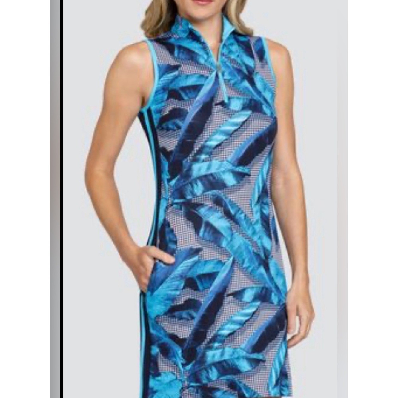 Tail Sleeveless Belicia Fusion Dress banana leaf print zip Golf Tennis Sporty S
