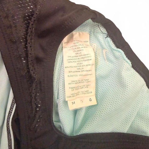 Women’s Nike black light blue one piece racerback swimsuit mesh detail size 14