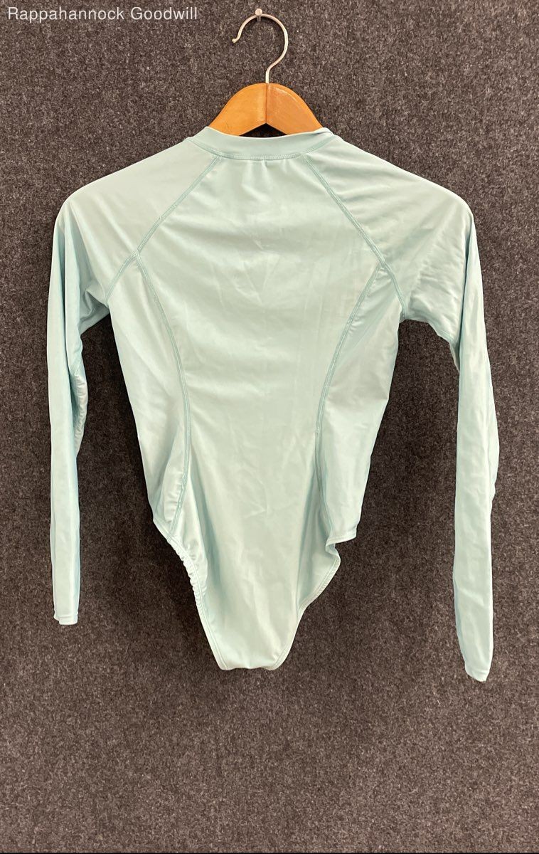 Billabong Women’s Light Blue Zip Front Long Sleeve One Piece Swimsuit Surf Sz S