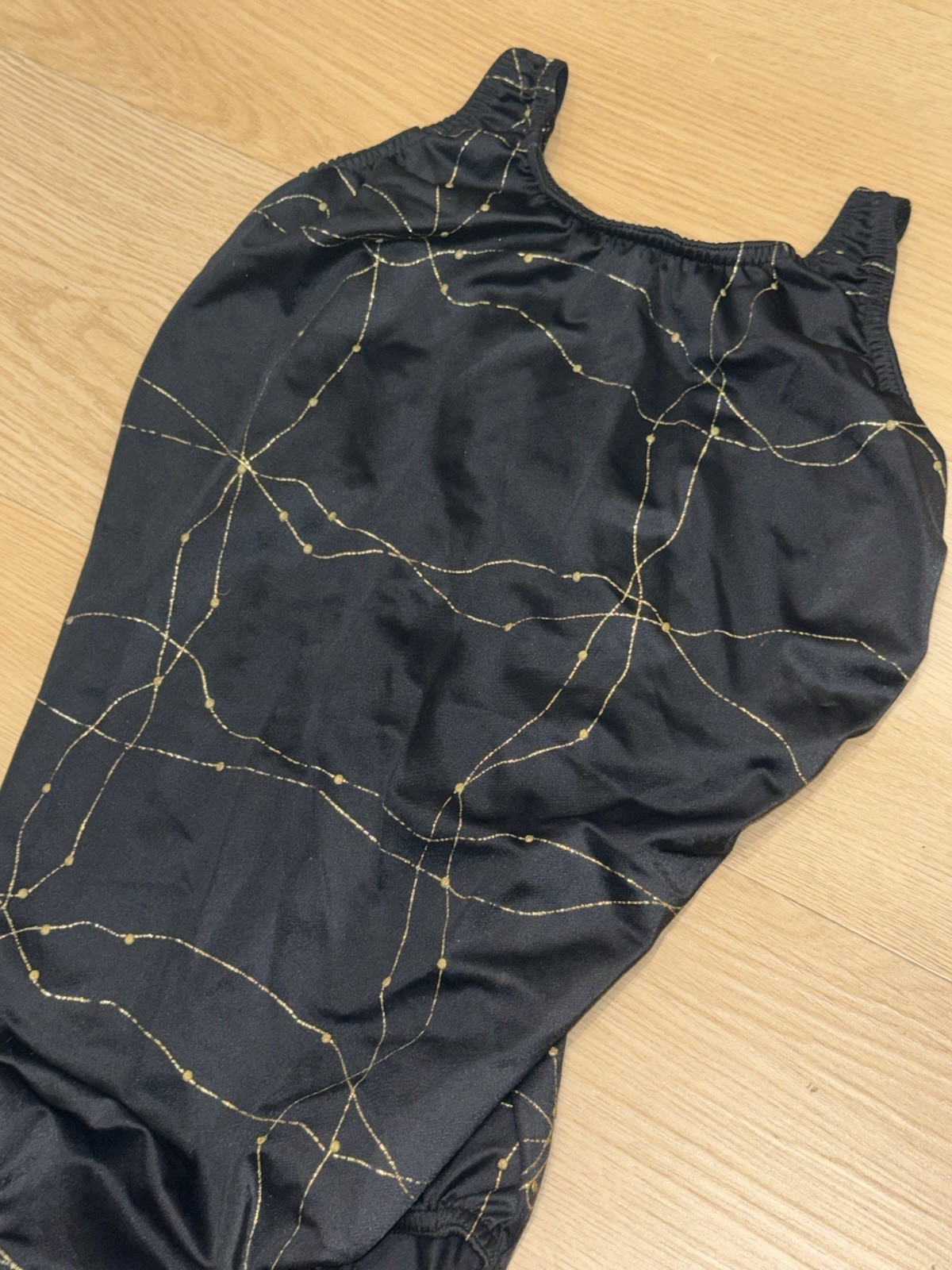 Vintage 1990’s Women’s One Piece Competitive Swimwear Black With Gold Size 10