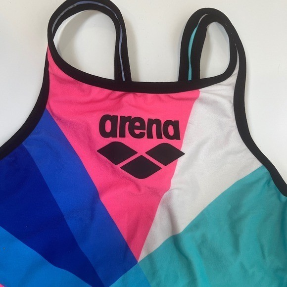 Arena One Placement Tech Back Swimsuit Multi Black Geometric Cutout One Piece 36