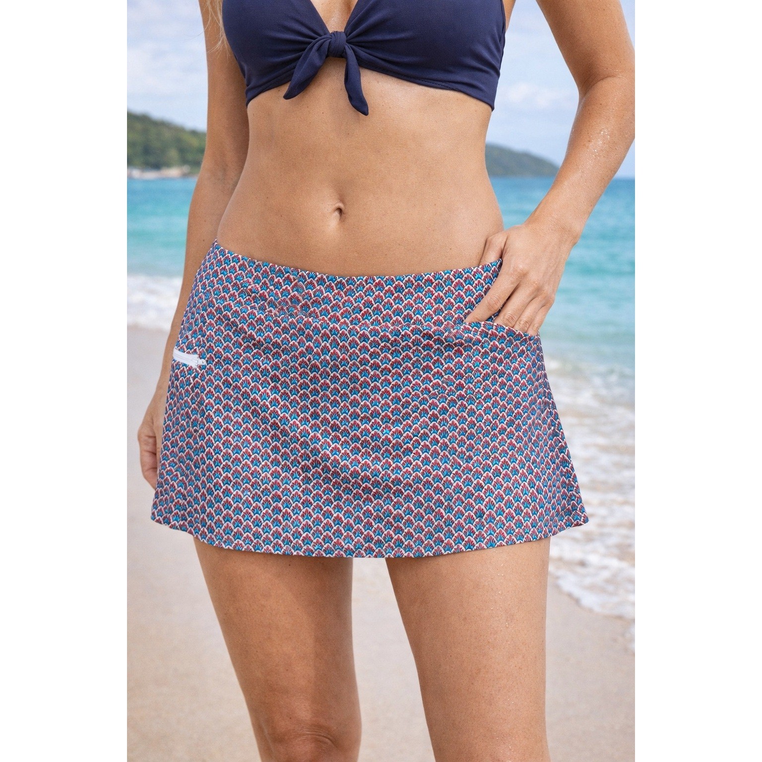 F1 Beach House Swim Skort Skirt Geometric Resort Cruise Pool Active Swimwear 10