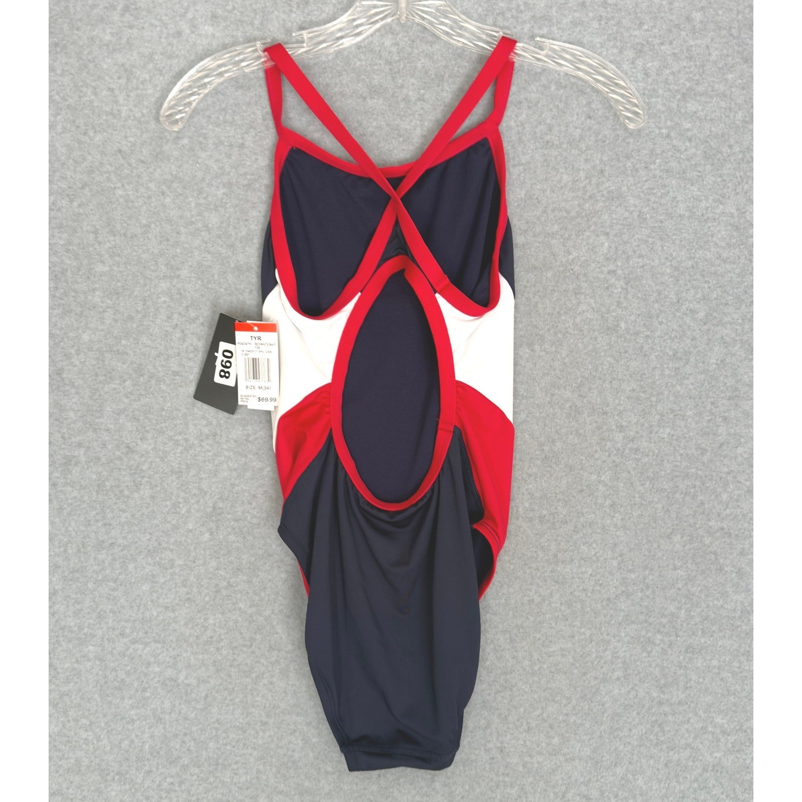 New! TYR Diamondfit Swimsuit Womens Medium 34 Red White Navy Blue Patriotic NWT