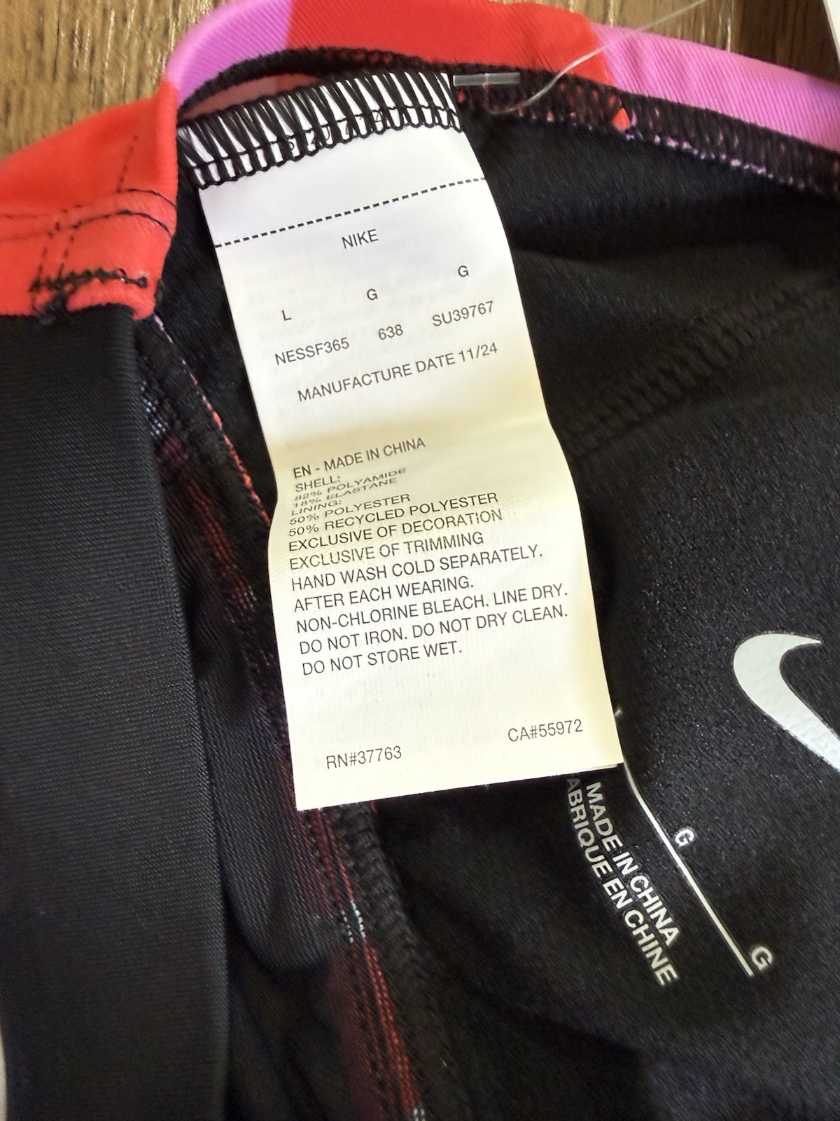 Nike One Piece Competitive Swimwear Swimsuit L Pink Red Floral
