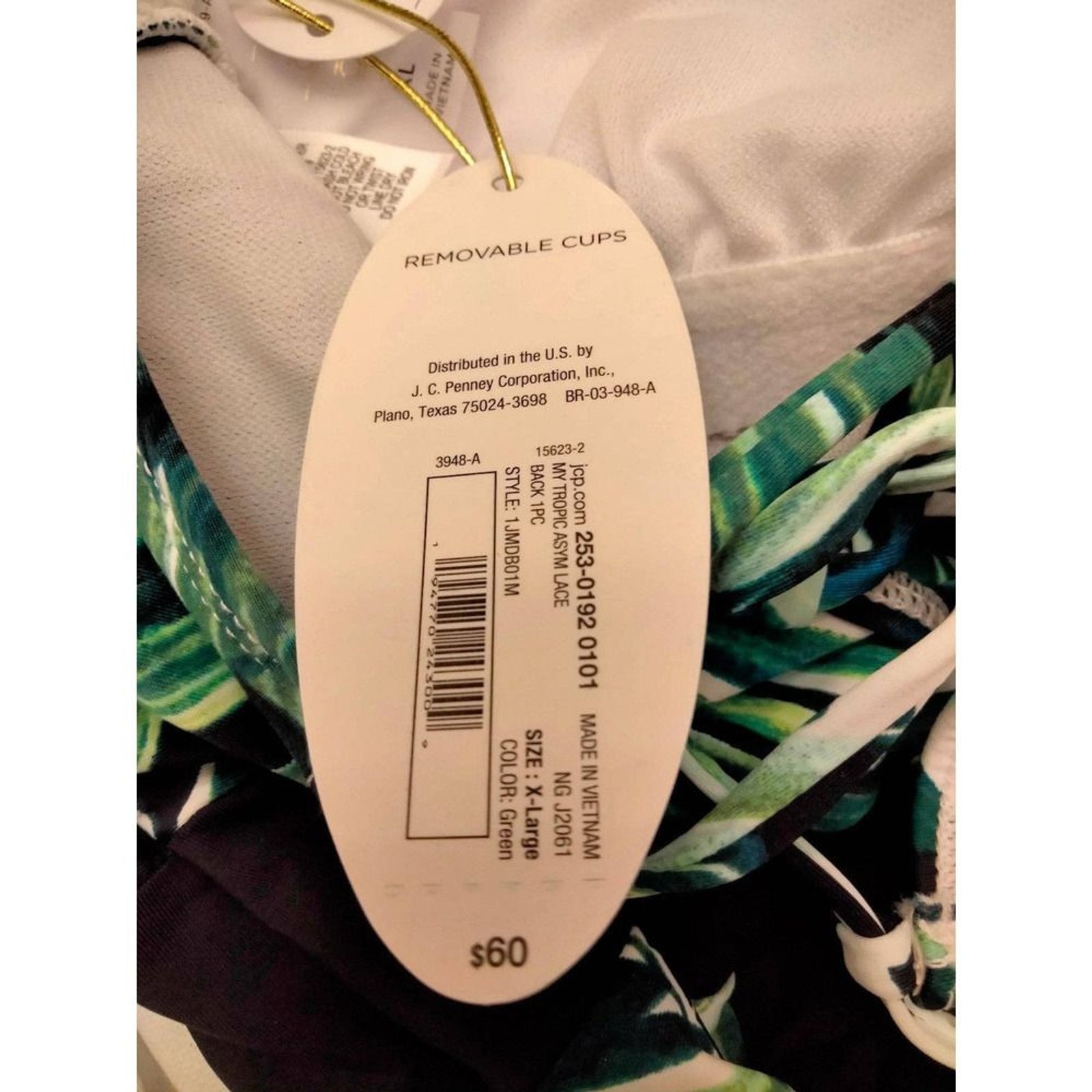 One Piece tropical leaf design Swimsuit women XL