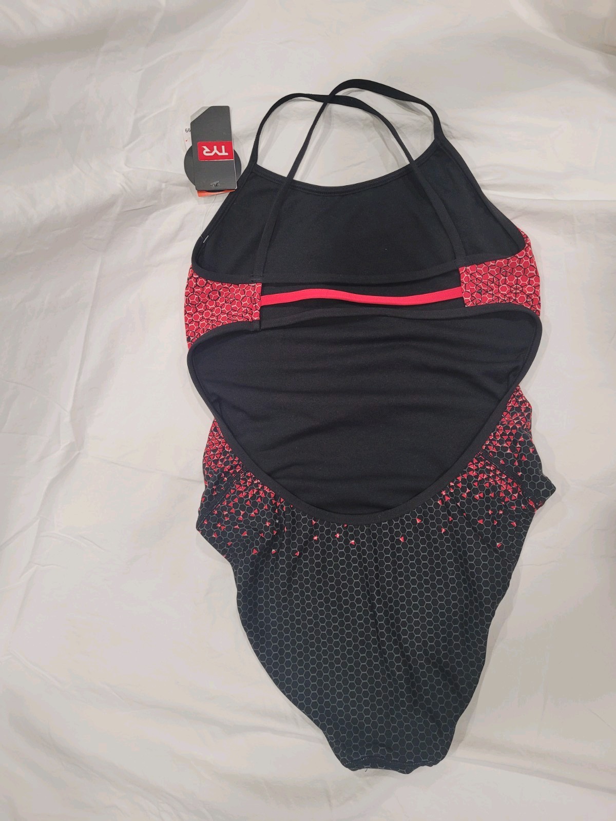 TYR Women’s One Piece Competitive Swimwear Swimsuit Size 34 Black Red
