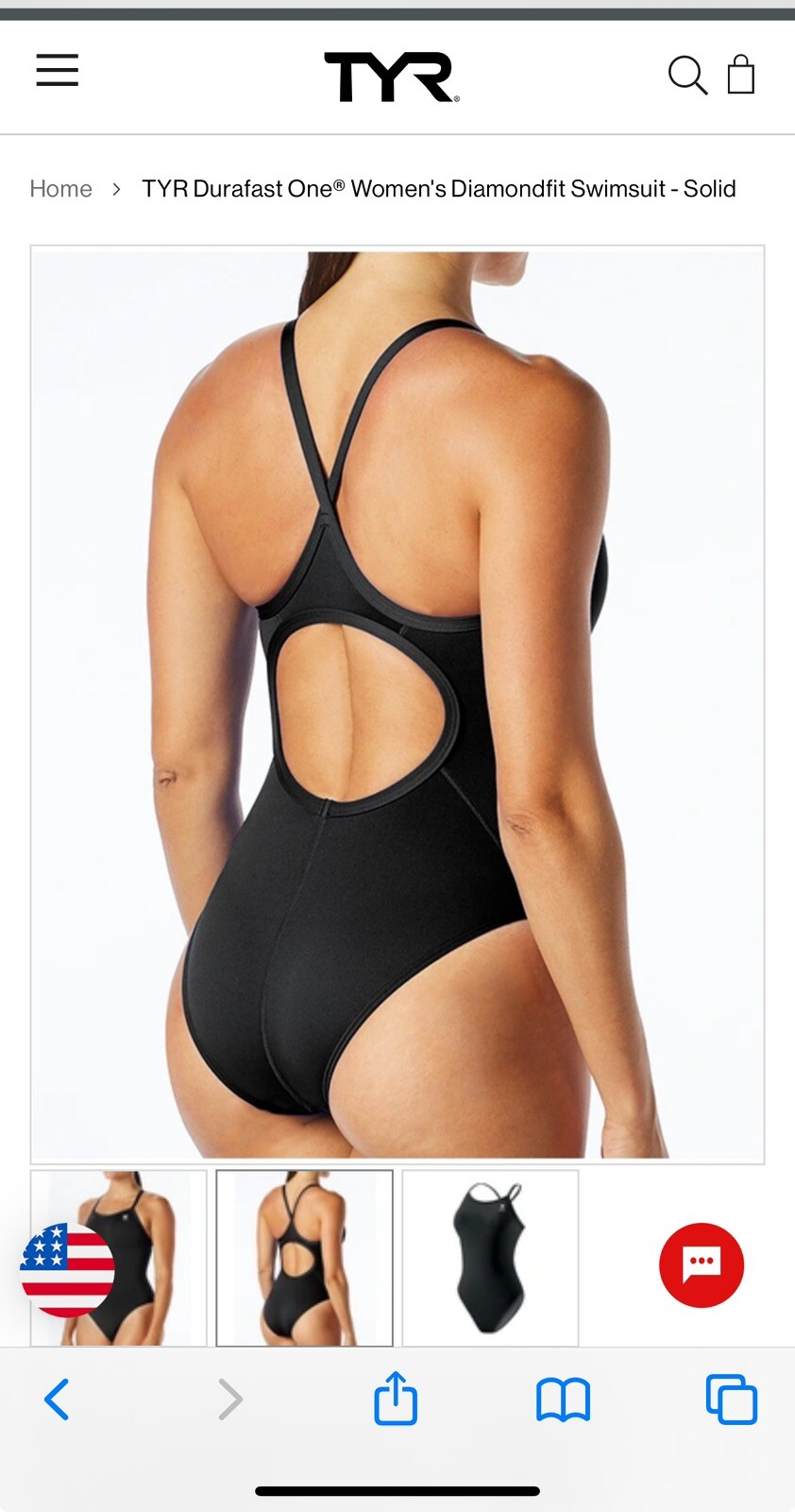 TYR Women’s 32 Swimsuit Durafast Maxfit Solid Black DDRF7A NWT $70 Rtl