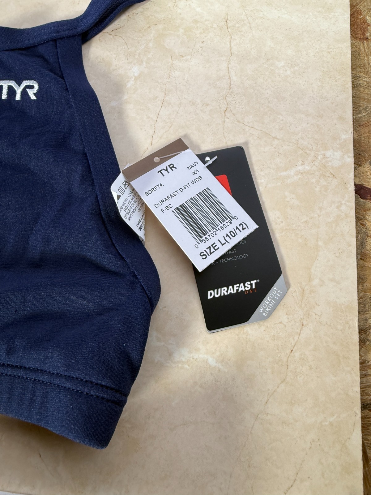 TYR Women’s Durafast One Solid Diamondfit Workout Bikini – size L 10/12 navy