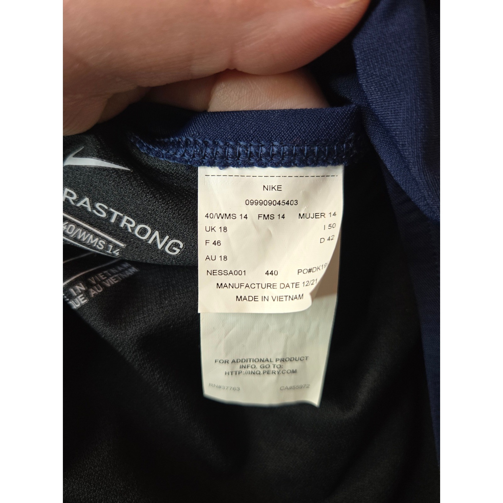 Nike HydraStrong One Piece Swimsuit Navy Blue Racerback NESSA001 Womens 14 40