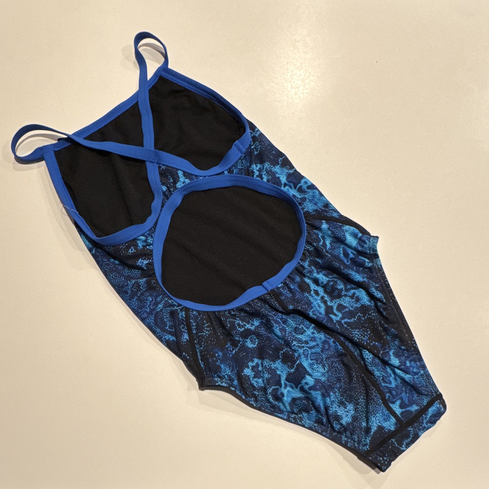 TYR Durafast Competition One-Piece Swimsuit Blue/Black Diamondfit Size 30