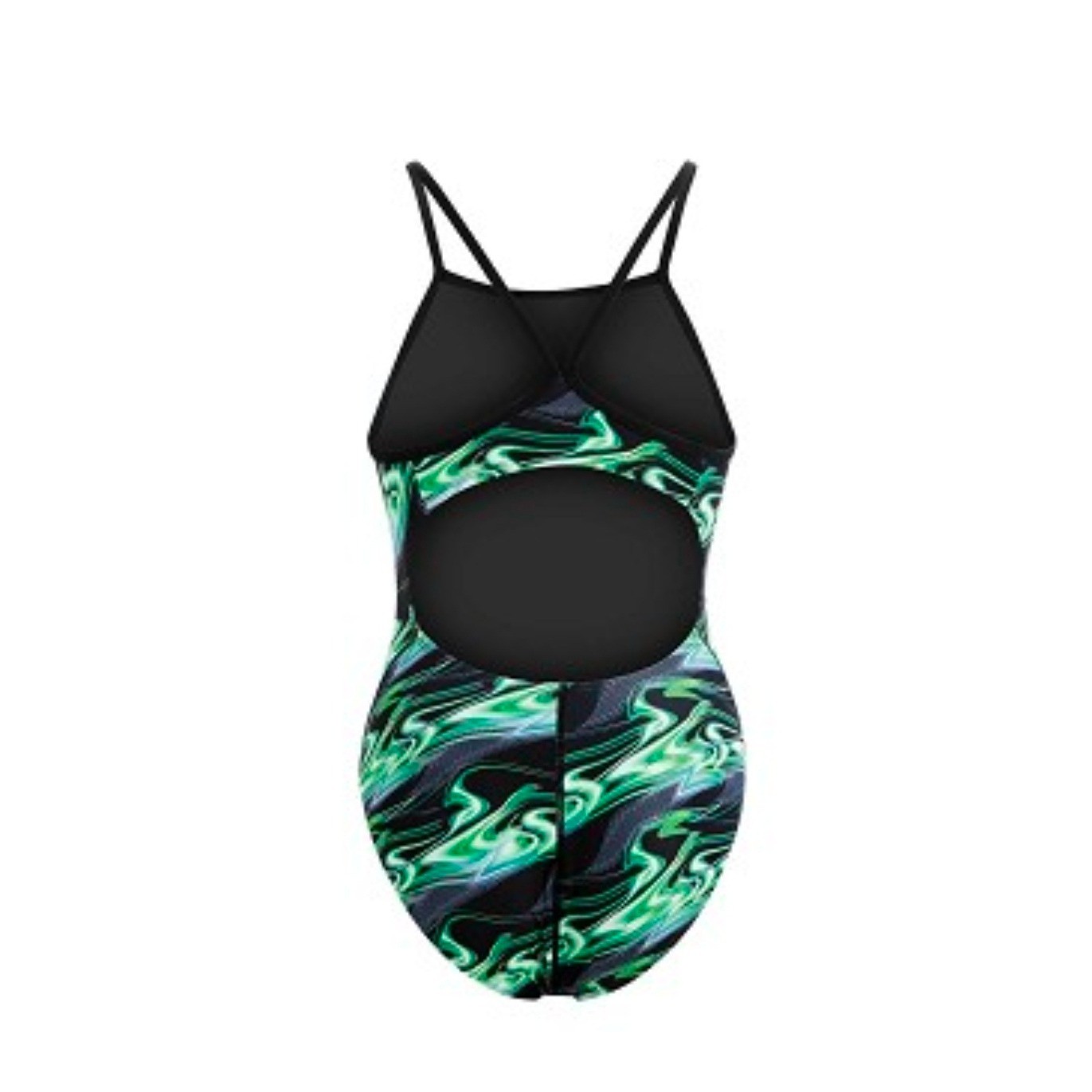 Dolfin Uglies Womens One Piece Swimsuit 36 Green Black Swirl Flame Athletic Swim