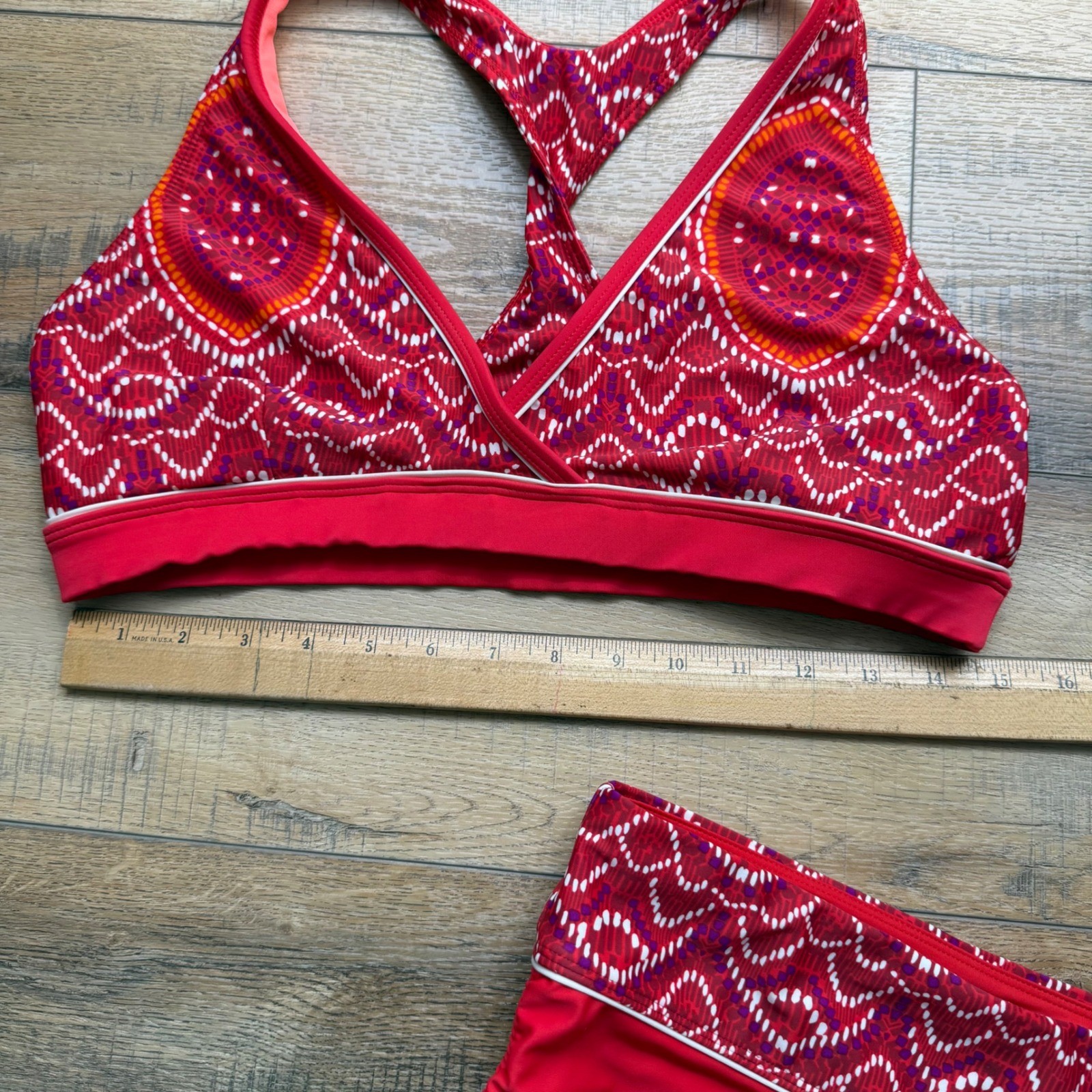 Athleta 3-piece Racer Back Top Bikini Bottom Boy Shorts Bottom Swim Suit Large
