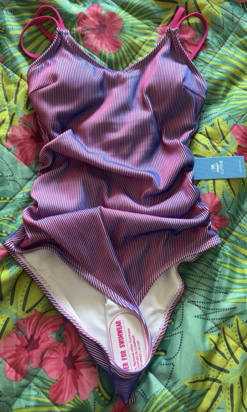 CUPSHE Women’s One Piece Swimsuit Bathing Suit Pink/Blue Size X-Small