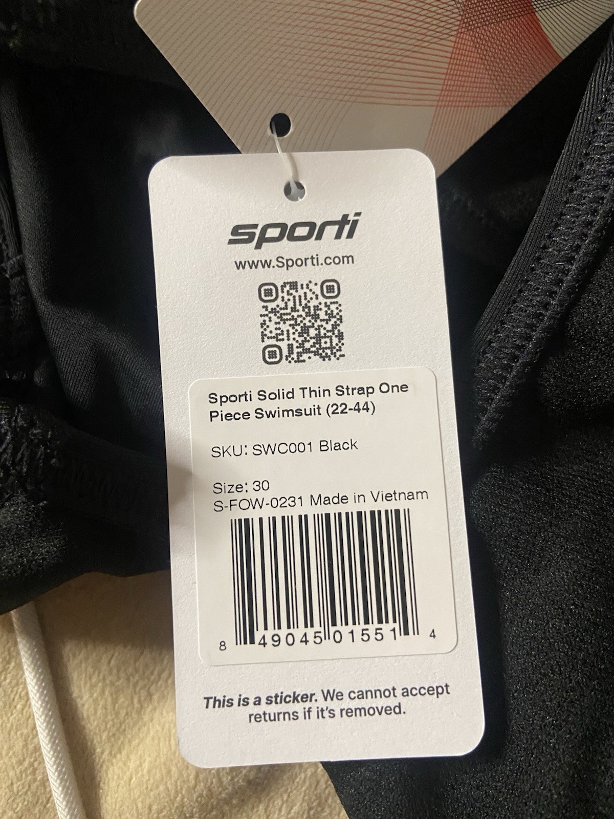 Sporti Thin Strap One Piece Swimsuit Black Size 30 Competitive Swimwear