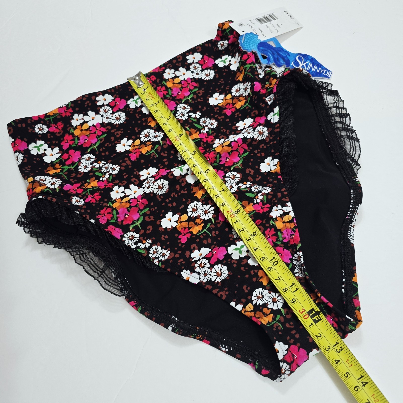 NEW SKINNY DIPPERS – S Daisy Duke Black Floral Multi Swimsuit Bottom