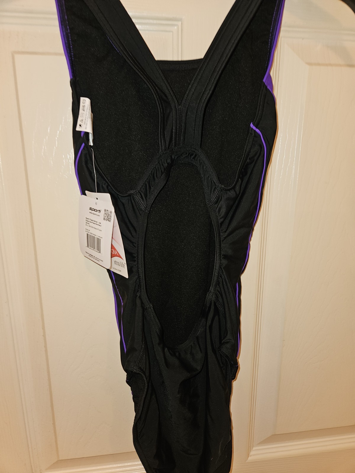 Sporti Competitive Lycra One Piece Wide Strap Swimsuit Black/Purple 34