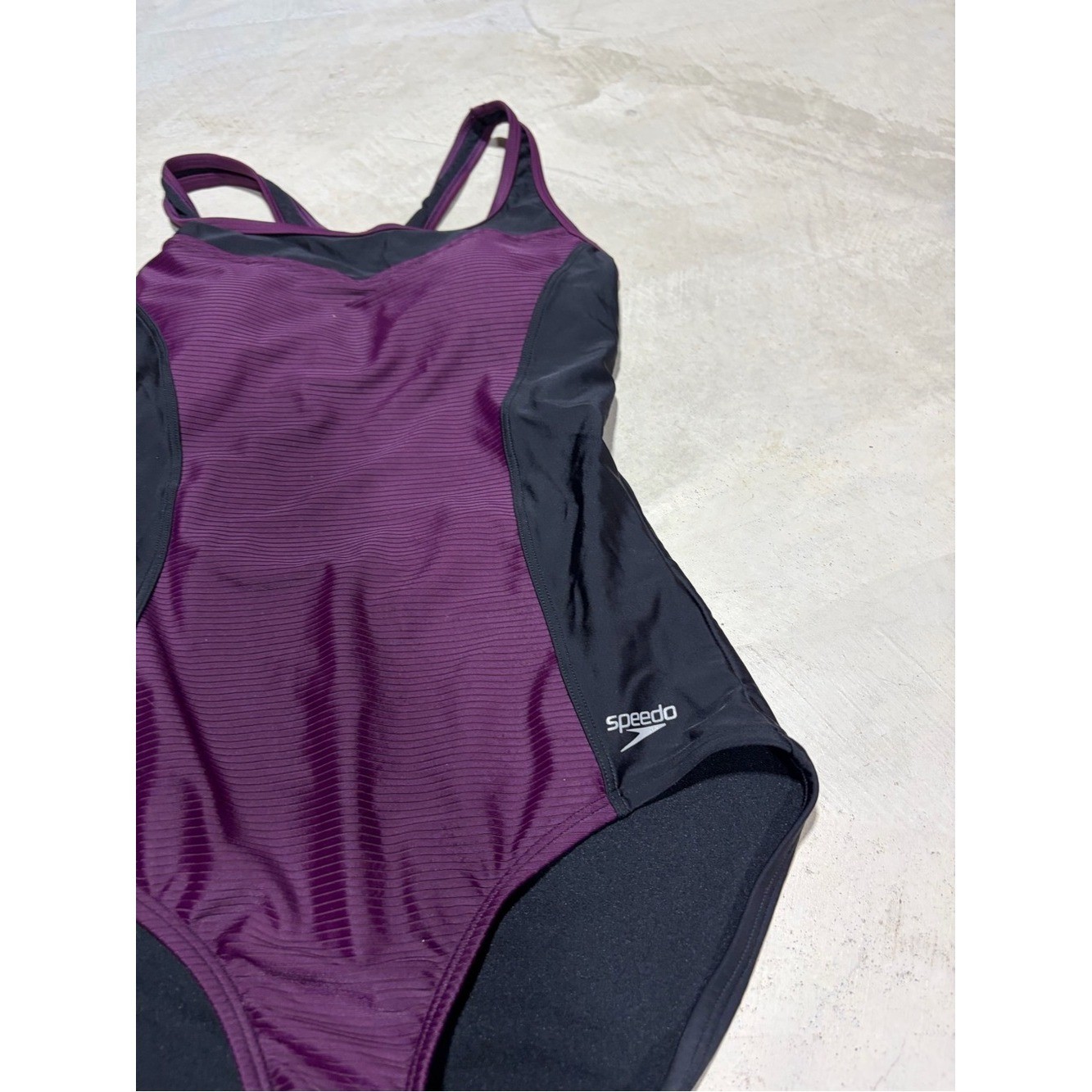 Speedo Plum and Black Performance One-Piece Swimsuit medium