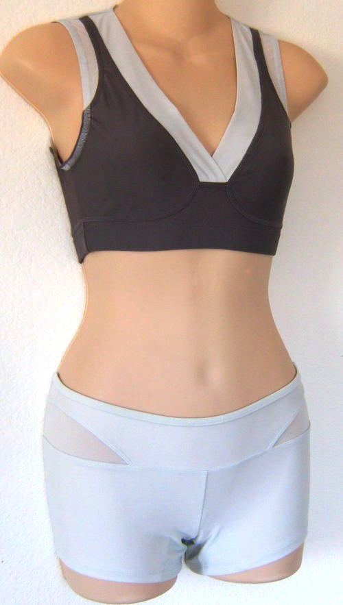 Adidas VINTAGE Stella McCartney Swim Tank Top-Short Suit Bikini Bottom Set sz 34
