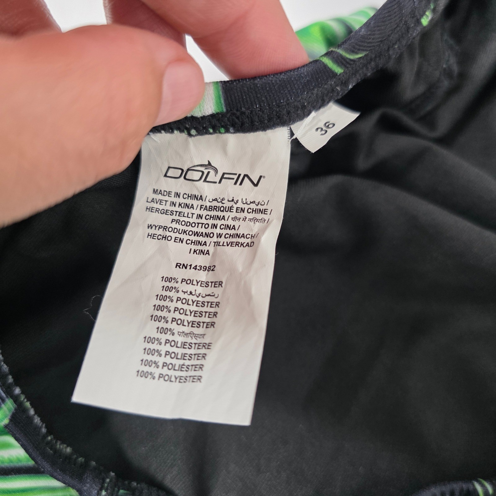 Dolfin Uglies Womens One Piece Swimsuit 36 Green Black Swirl Flame Athletic Swim