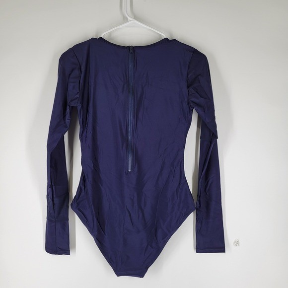 NWT NESY Rash Guard Swim Bodysuit Womens Small Navy Blue Mesh