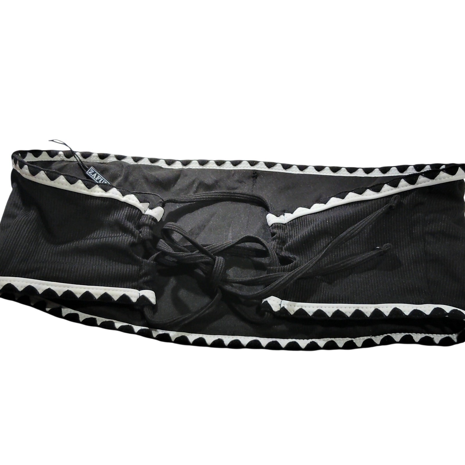 ZAFUL Women’s Scalloped Bandeau Bikini Top – Black/White – 6 (M) – NWT