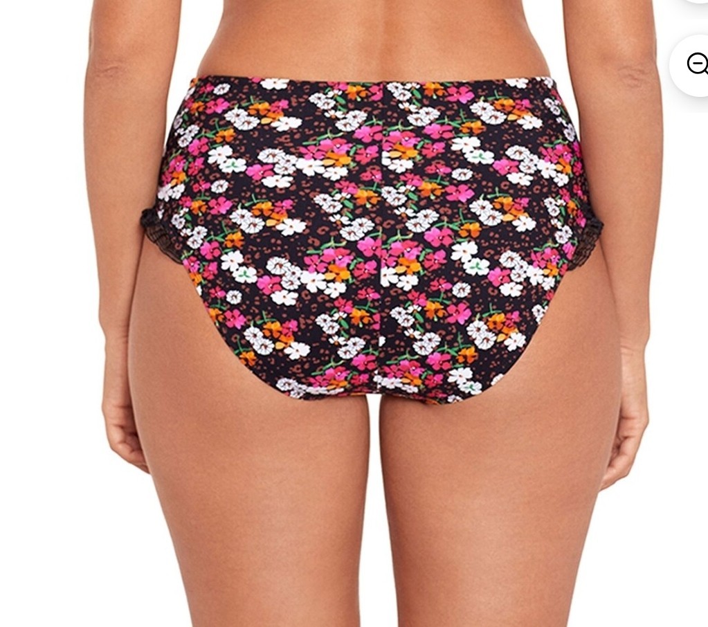 NEW SKINNY DIPPERS – S Daisy Duke Black Floral Multi Swimsuit Bottom