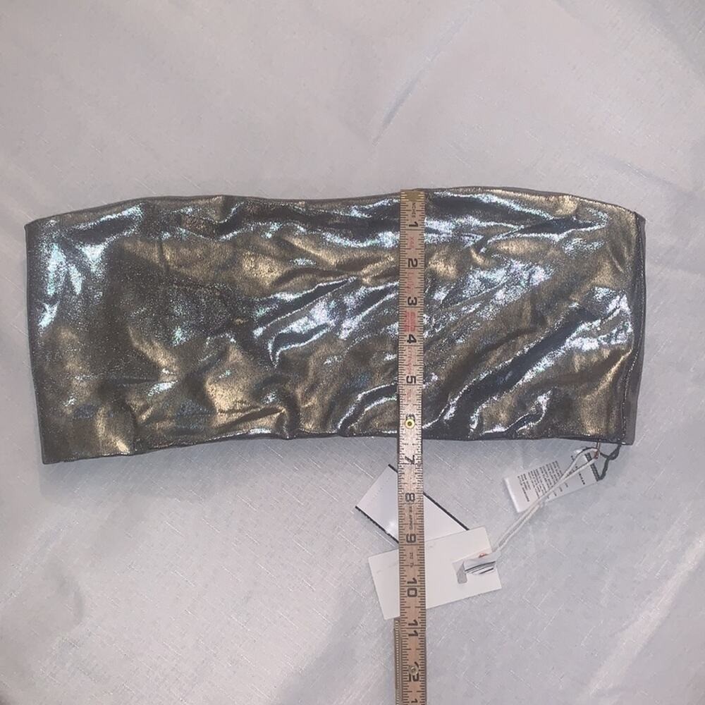 GOOD AMERICAN SWIM Bandeau Top. Stormy Foil. 3X