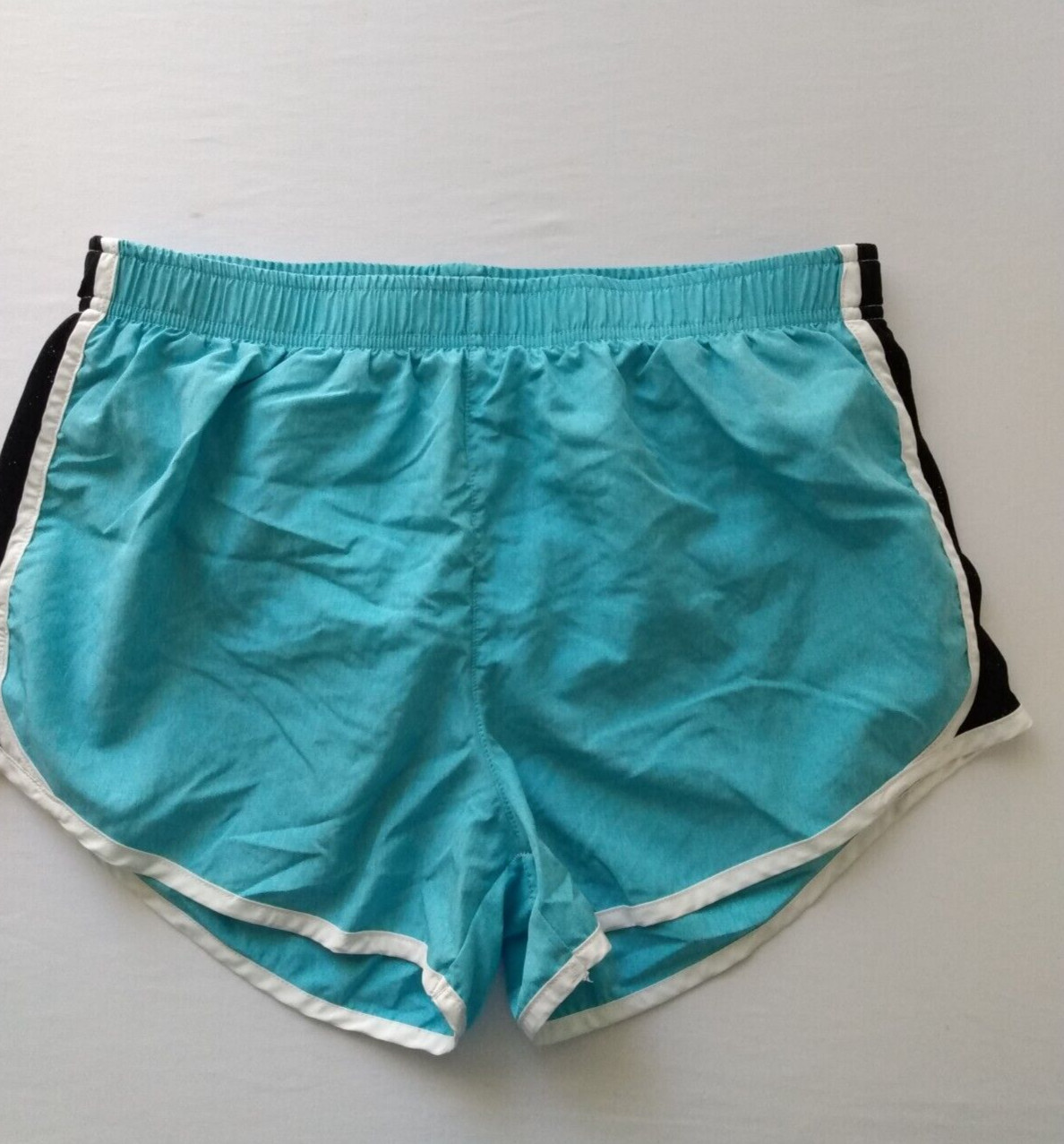 Raya Sun Shorts Women’s Large Track Run Swim Lined Side Stripe Aqua Black