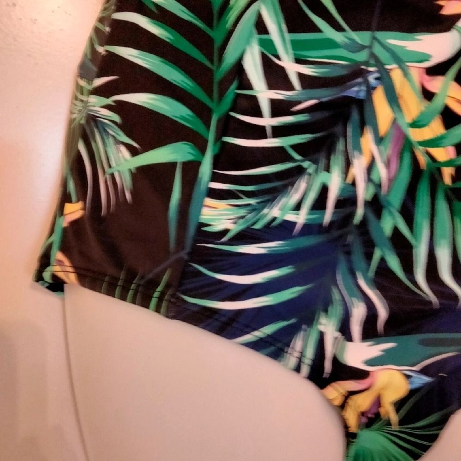 Tropical design one piece swimsuit women size Medium