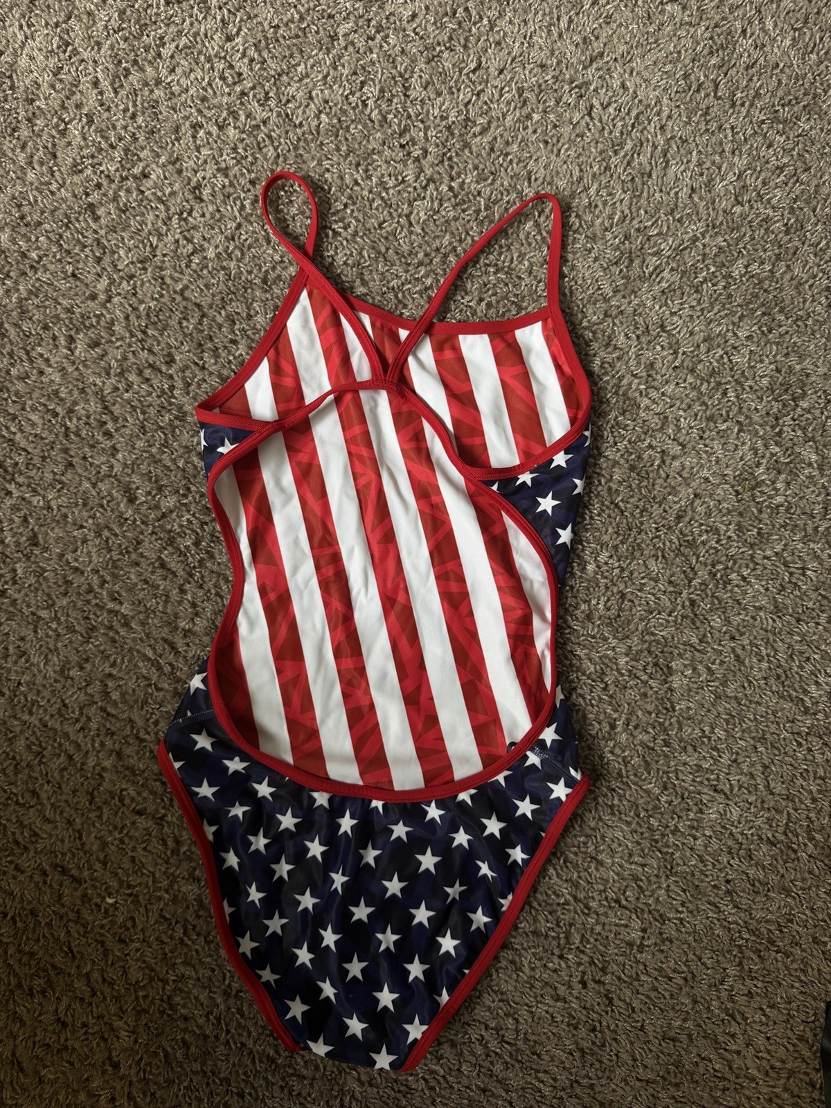 arena Women’s One Piece Competitive Swimwear USA Flag Stars Stripes 32 size