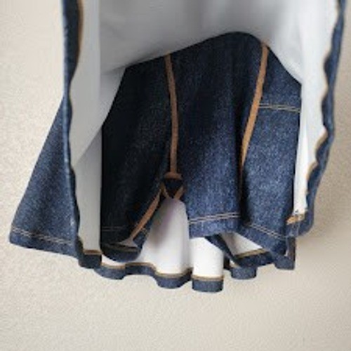 WATSKIN Denim Blue Swim Skort Zip Pocket Beach Tennis Skirt UPF 50+ S