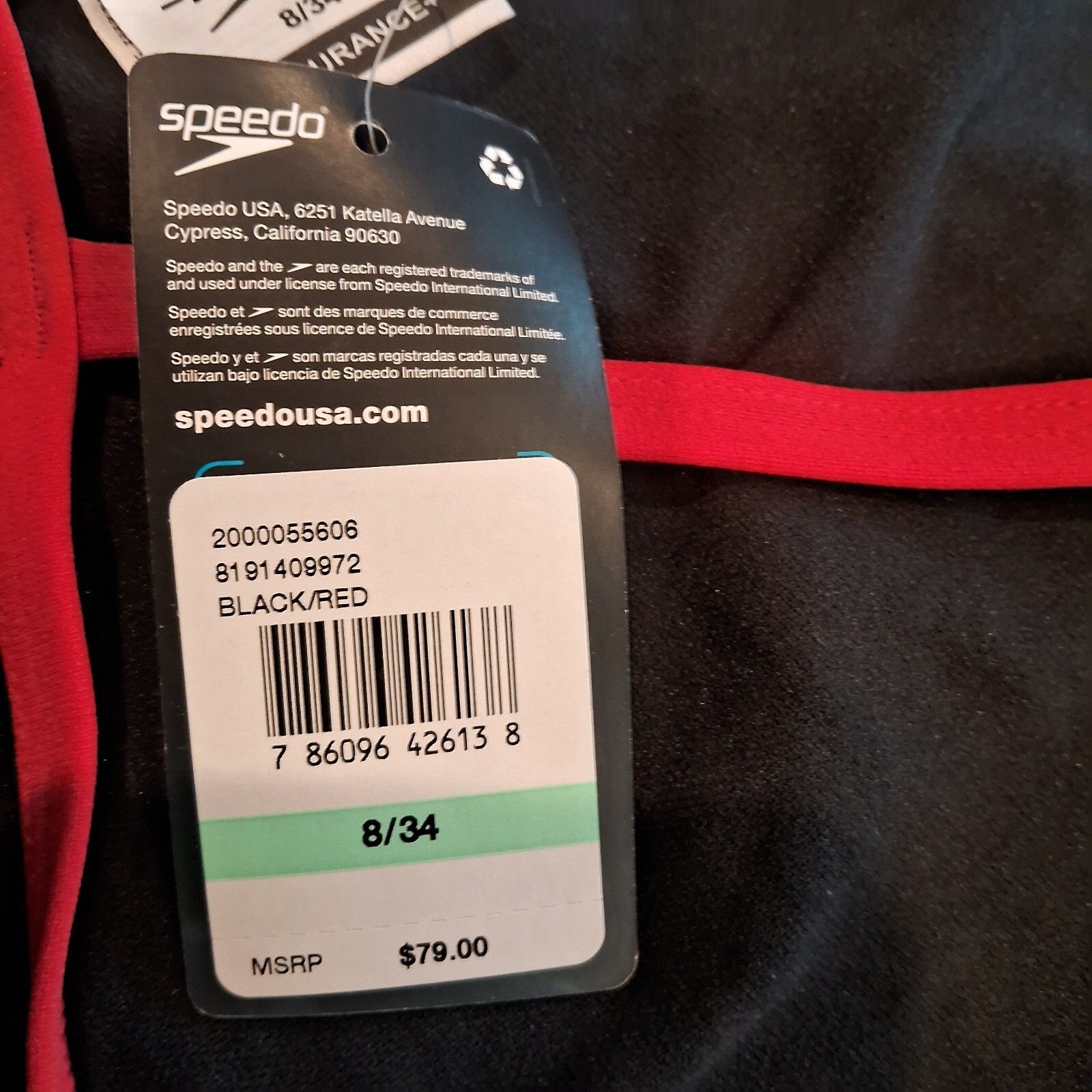 NIB Women’s Competitive Speedo FL Splice Crossback A Size 8|34 Black/Red 972