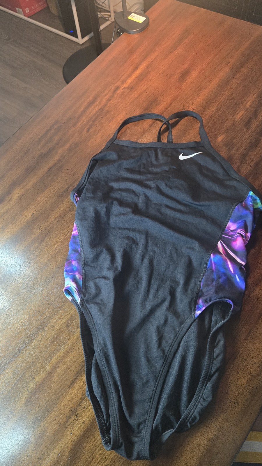 Nike HydraStrong Spiderback One Piece Swimsuit Black Womens Sz 12