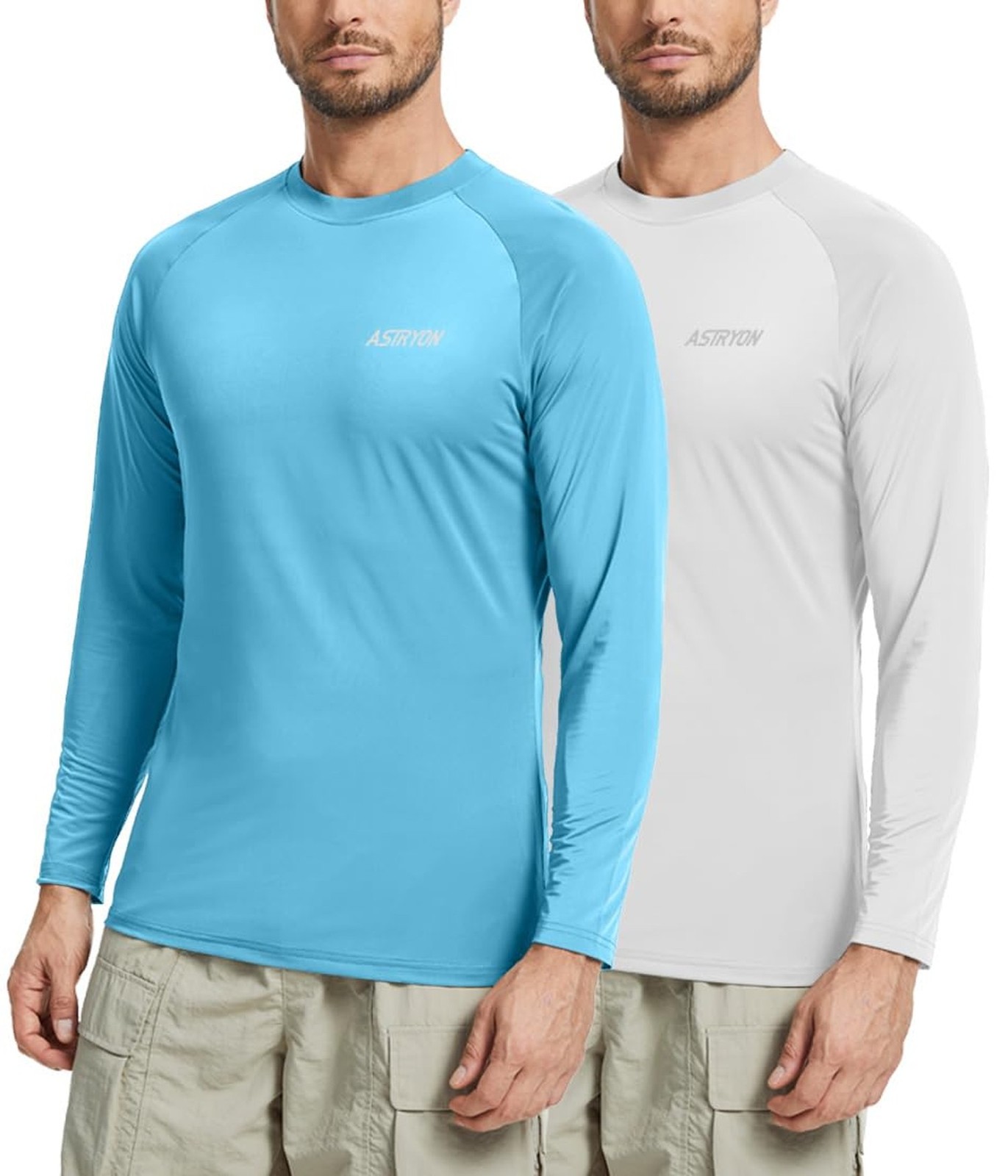 2 Pack Men’s Sun Protection Shirts UPF 50+ Long Sleeve Swim Rash Guard for