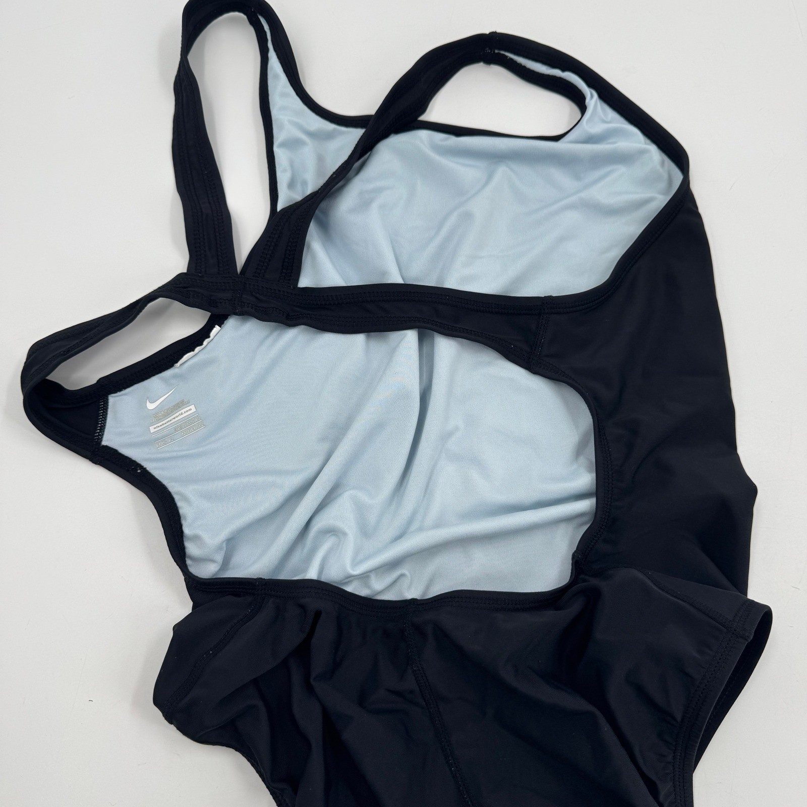 Nike One Piece Swimsuit Womens 38 12 Black Performance V-Back Training Swimwear