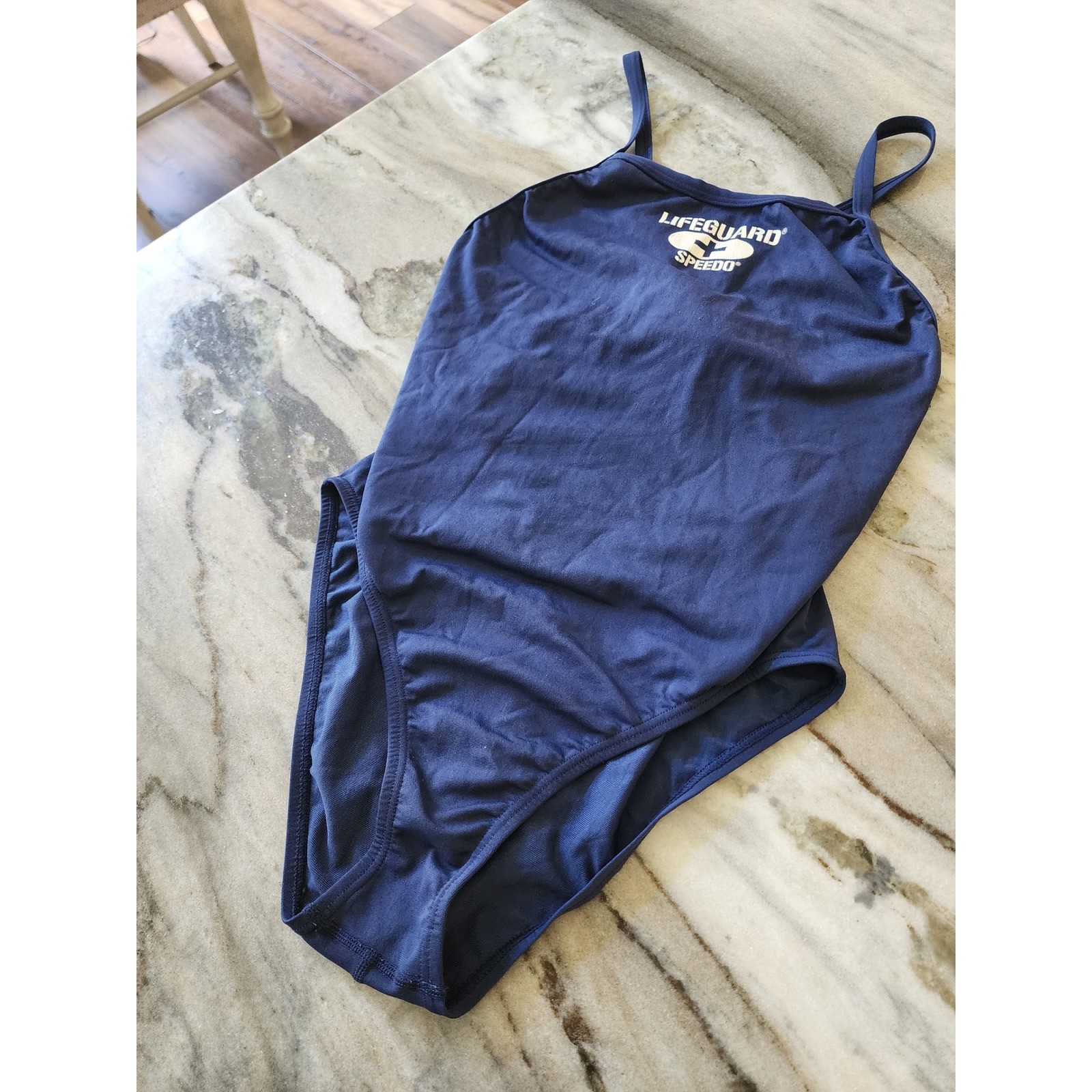 Vintage 90s Speedo Lifeguard One Piece Swimsuit Navy Blue Crossback PBT Womens