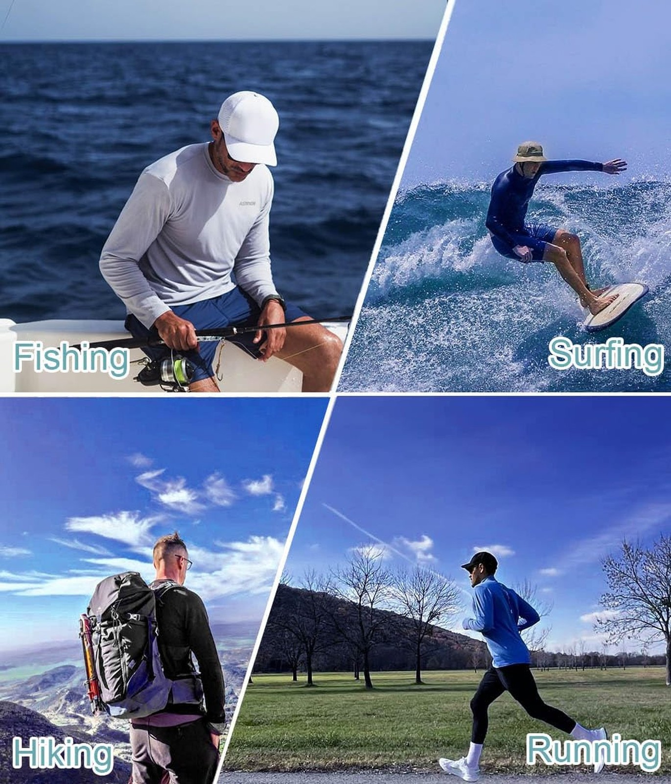 2 Pack Men’s Sun Protection Shirts UPF 50+ Long Sleeve Swim Rash Guard for