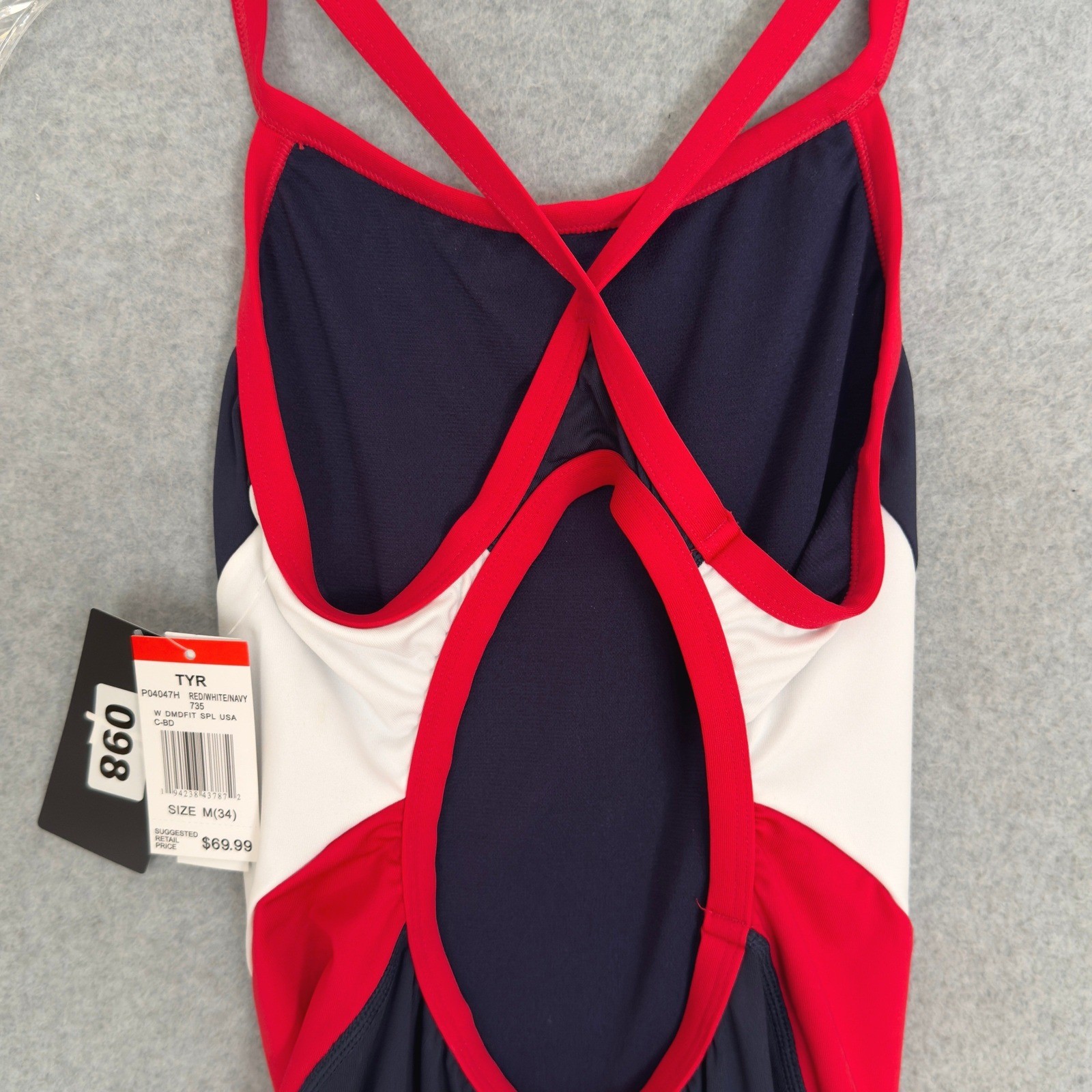 New! TYR Diamondfit Swimsuit Womens Medium 34 Red White Navy Blue Patriotic NWT