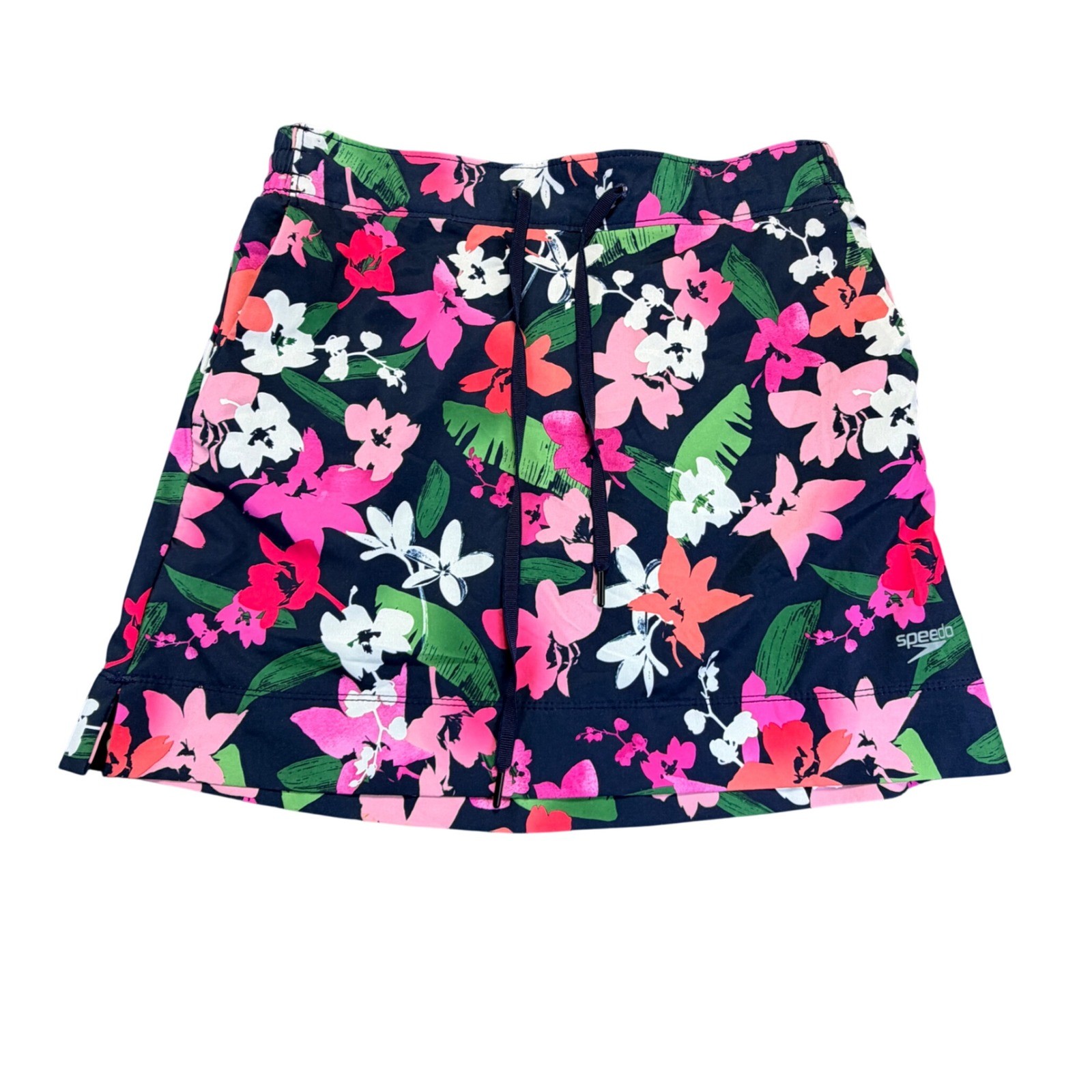 Speedo Womens Floral Swim Skort Navy Pink Tropical Print Size Small Athletic