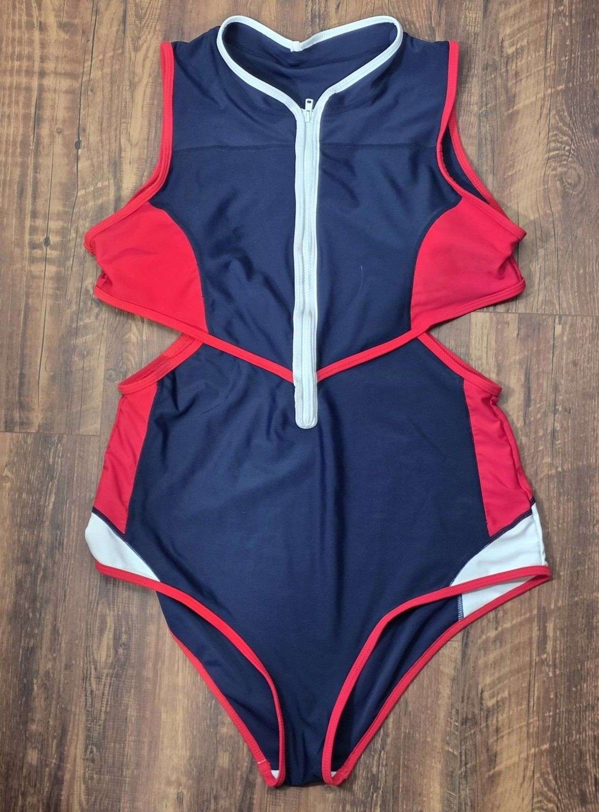 Duskii Inspired Women 2XL Bathing Swim Suit Navy Red Monokini One Piece Luxe