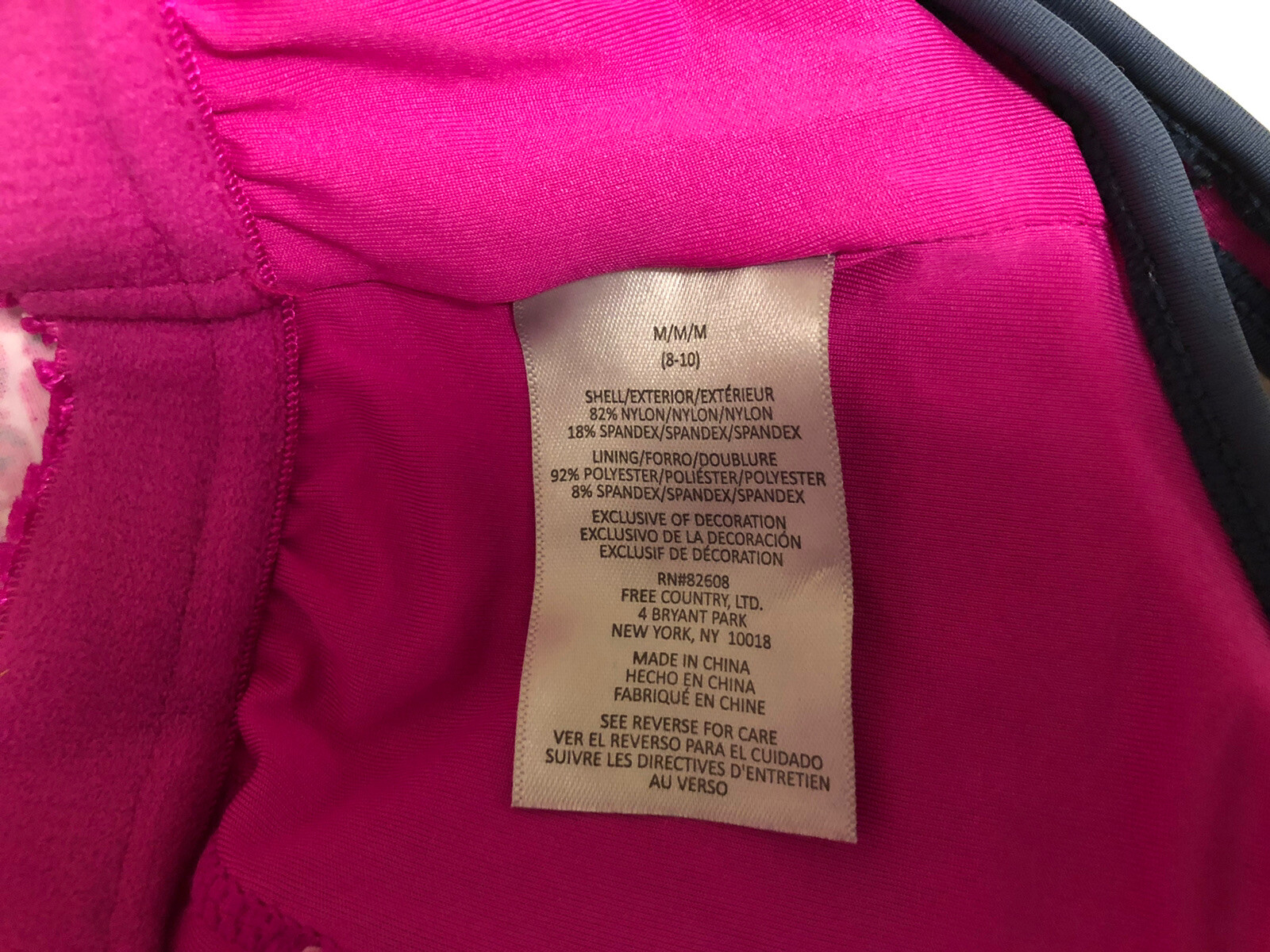 NWOT Free Country 2 Piece Women’s Swim Suit-Never Worn,TopM,BottomL,Fuchsia/Grey